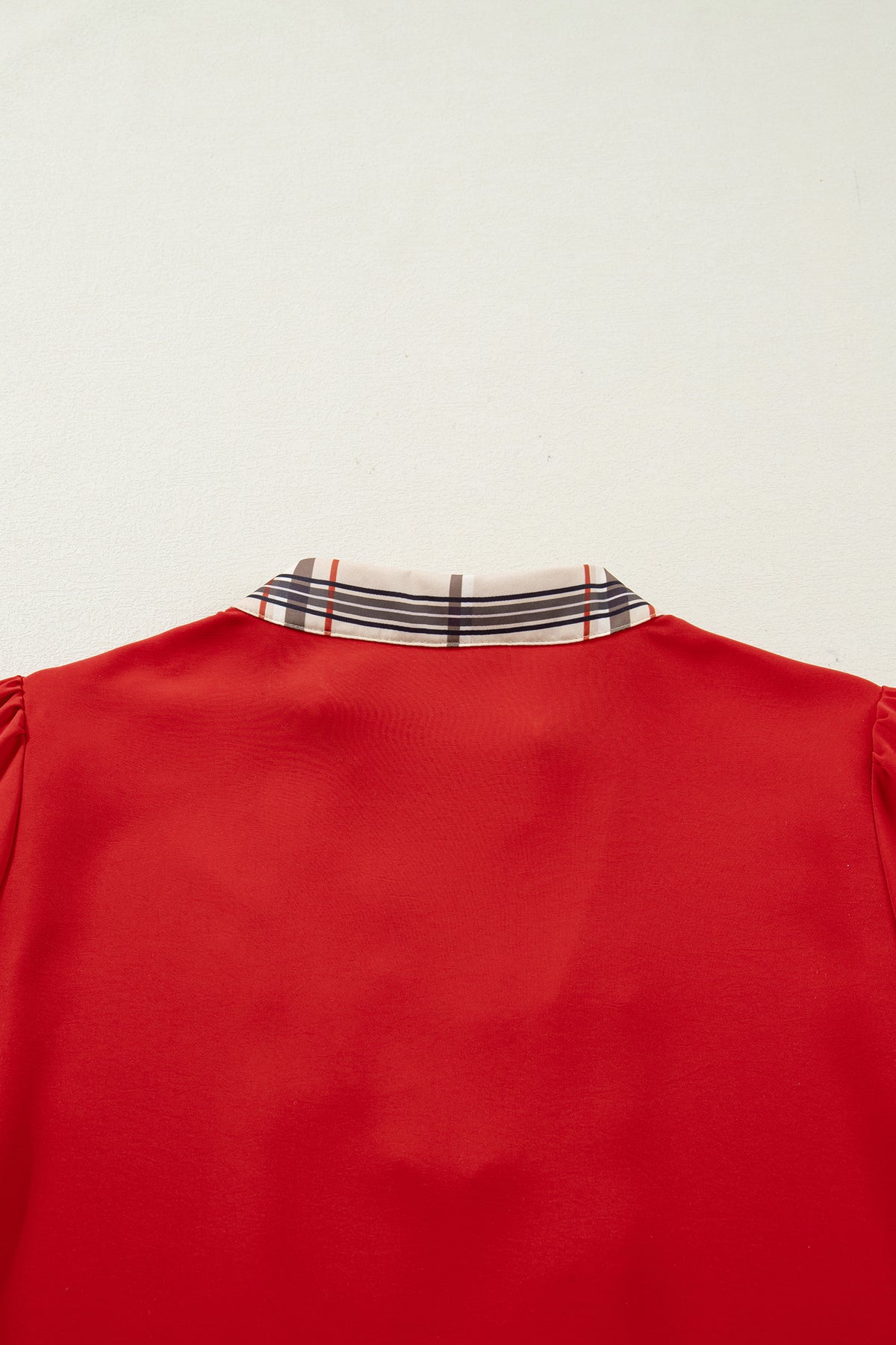Racing Red Plaid Patchwork Blouse