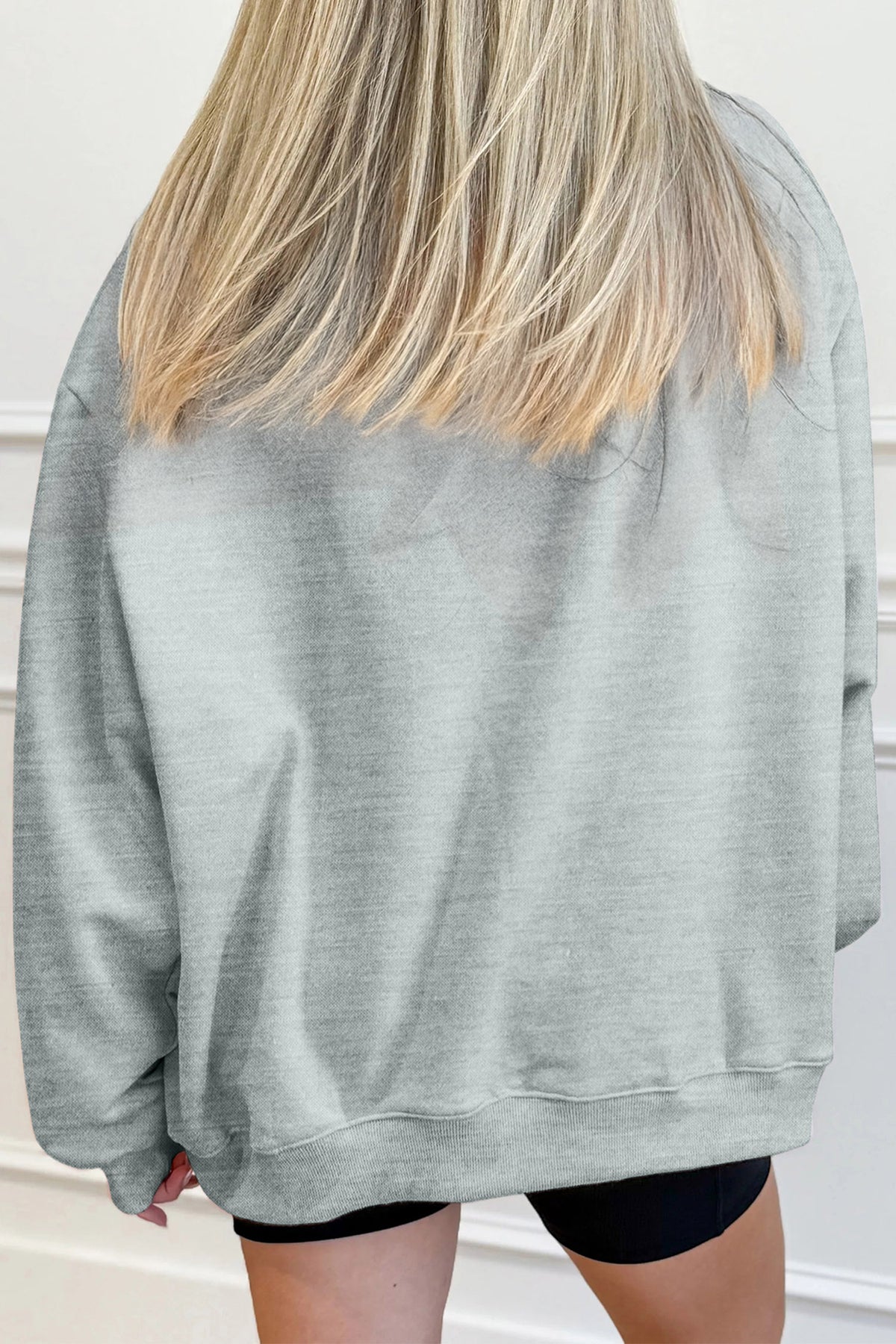 Gray oversized camouflage reindeer print graphic sweatshirt by Dear-Lover with mock neck and long sleeves.
