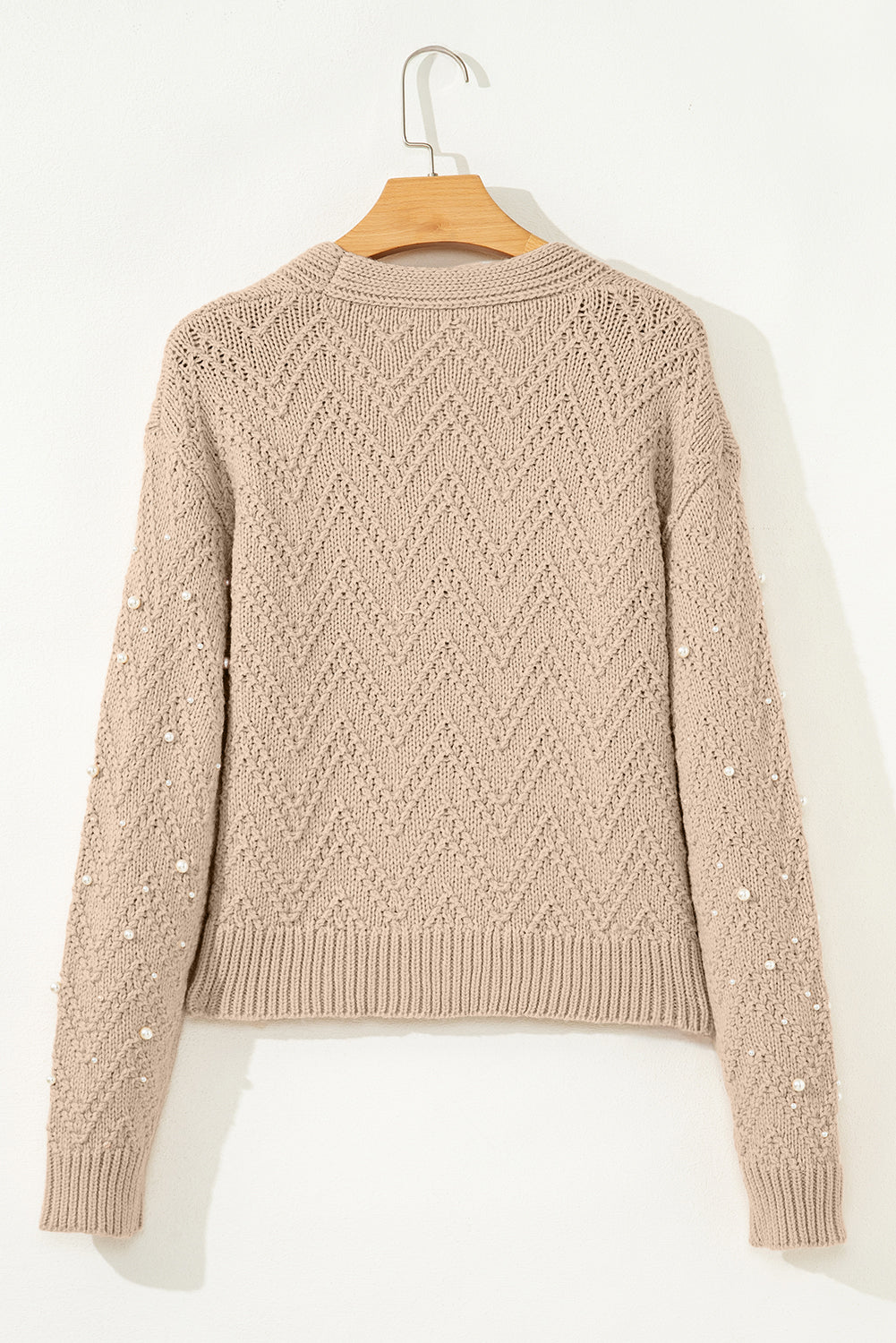Smoke Gray Pearl Button-Front Cardigan