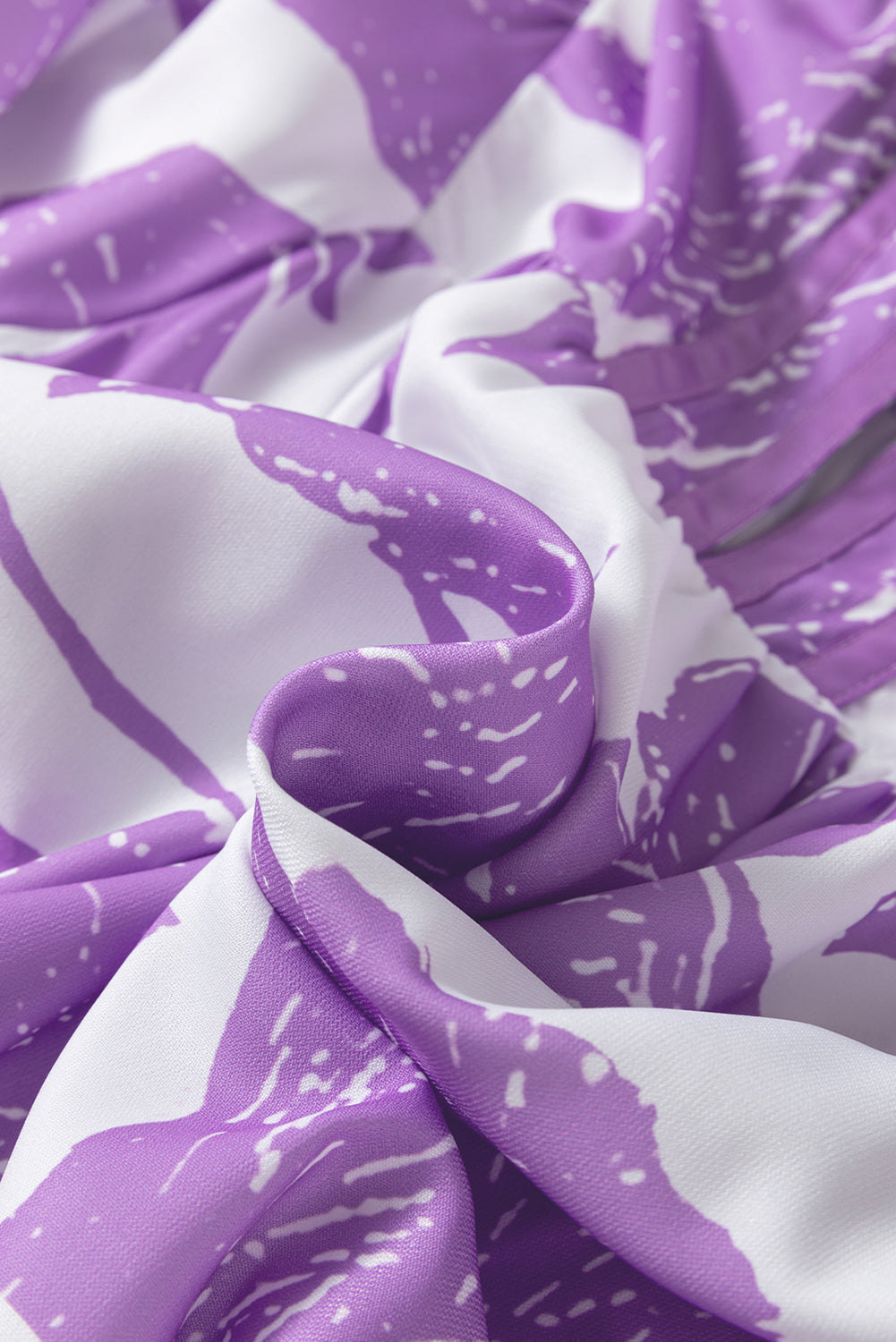 Purple Leafy Split-Neck Blouse