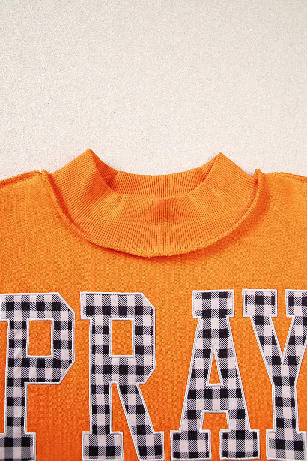 Coffee PRAY Polka Dot Embroidered Mock Neck Sweatshirt