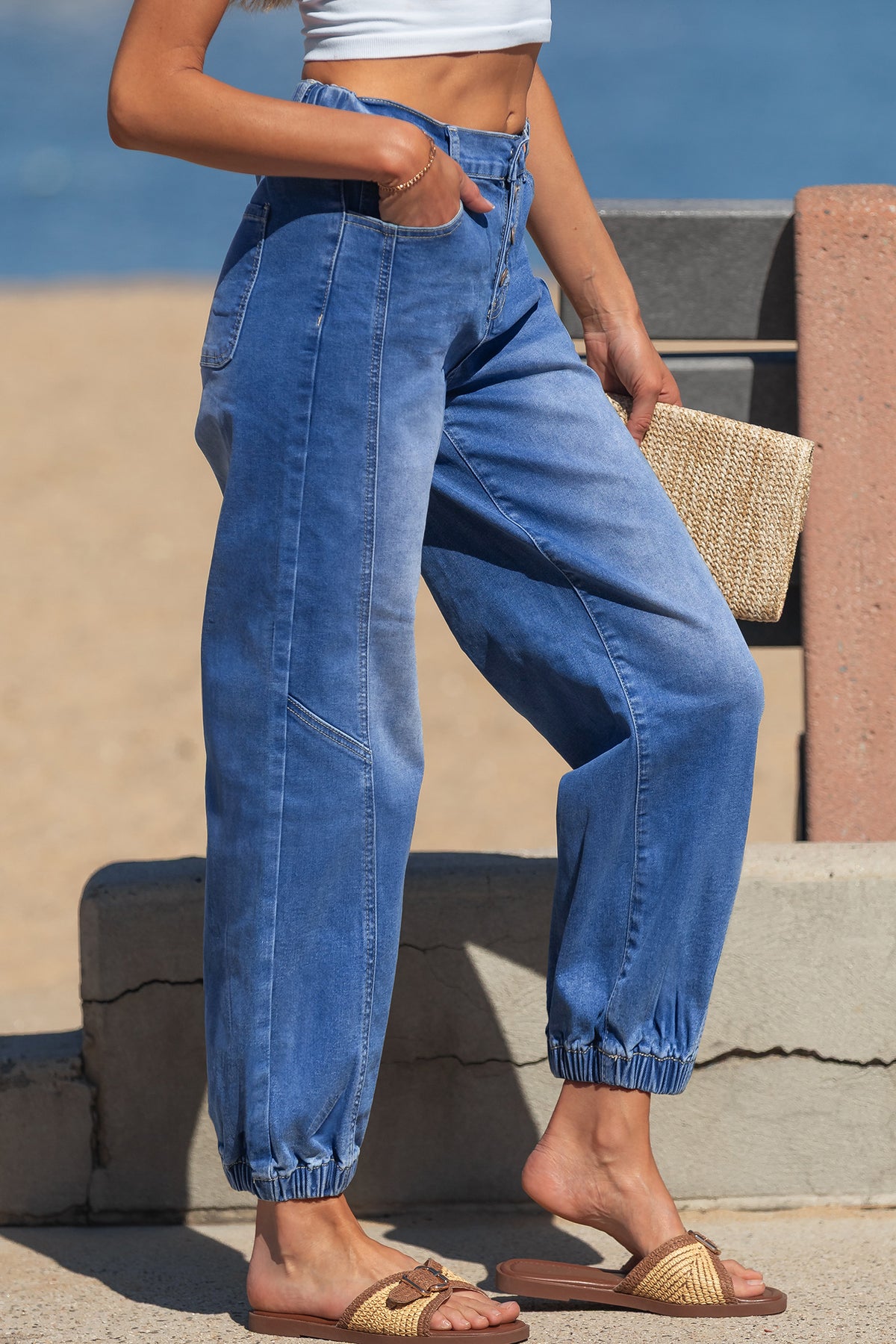 Four-Button Tapered Jeans