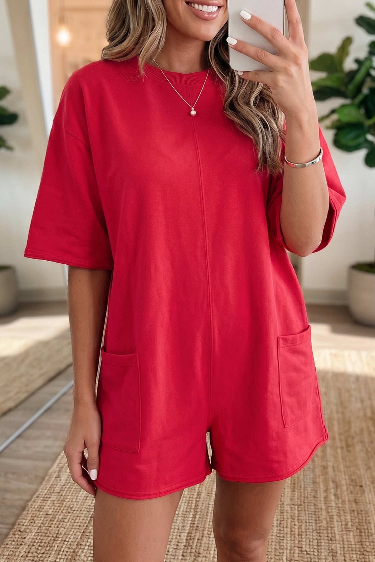Raw Edge Pocket Romper