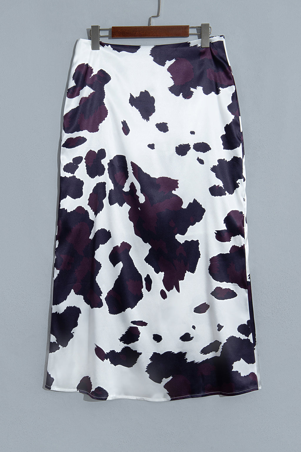 Brown abstract print western long metal zip-up skirt, stylish daily wear bottoms by Dear-Lover with a modern design.