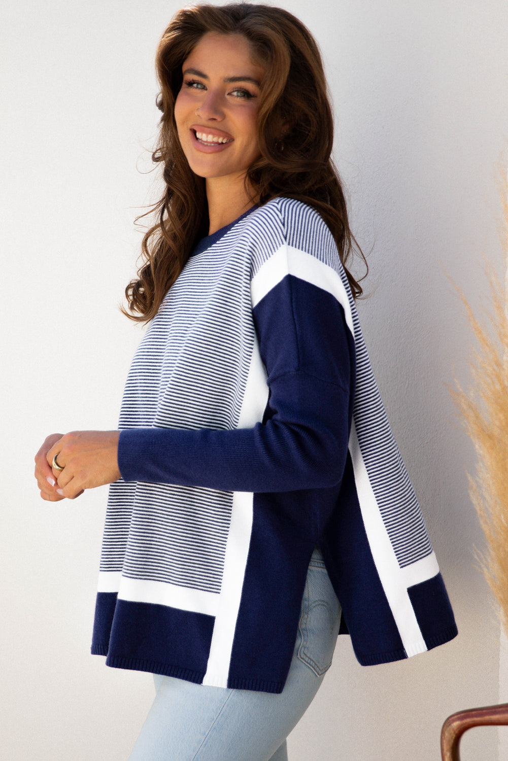 Striped Dolman Oversized Sweater