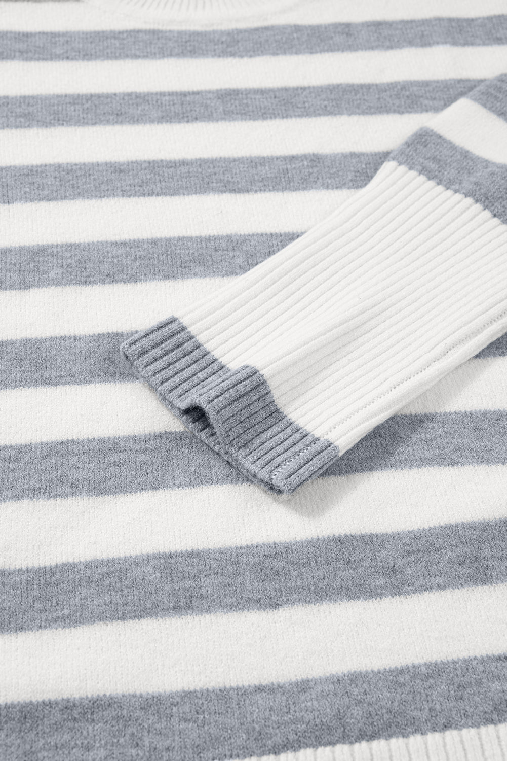 Gray Stripe Ribbed Tunic Sweater