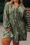 Plus Size Velvet Babydoll Mini Dress
