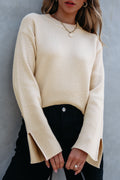 Parchment Textured Split-Cuff Sweater