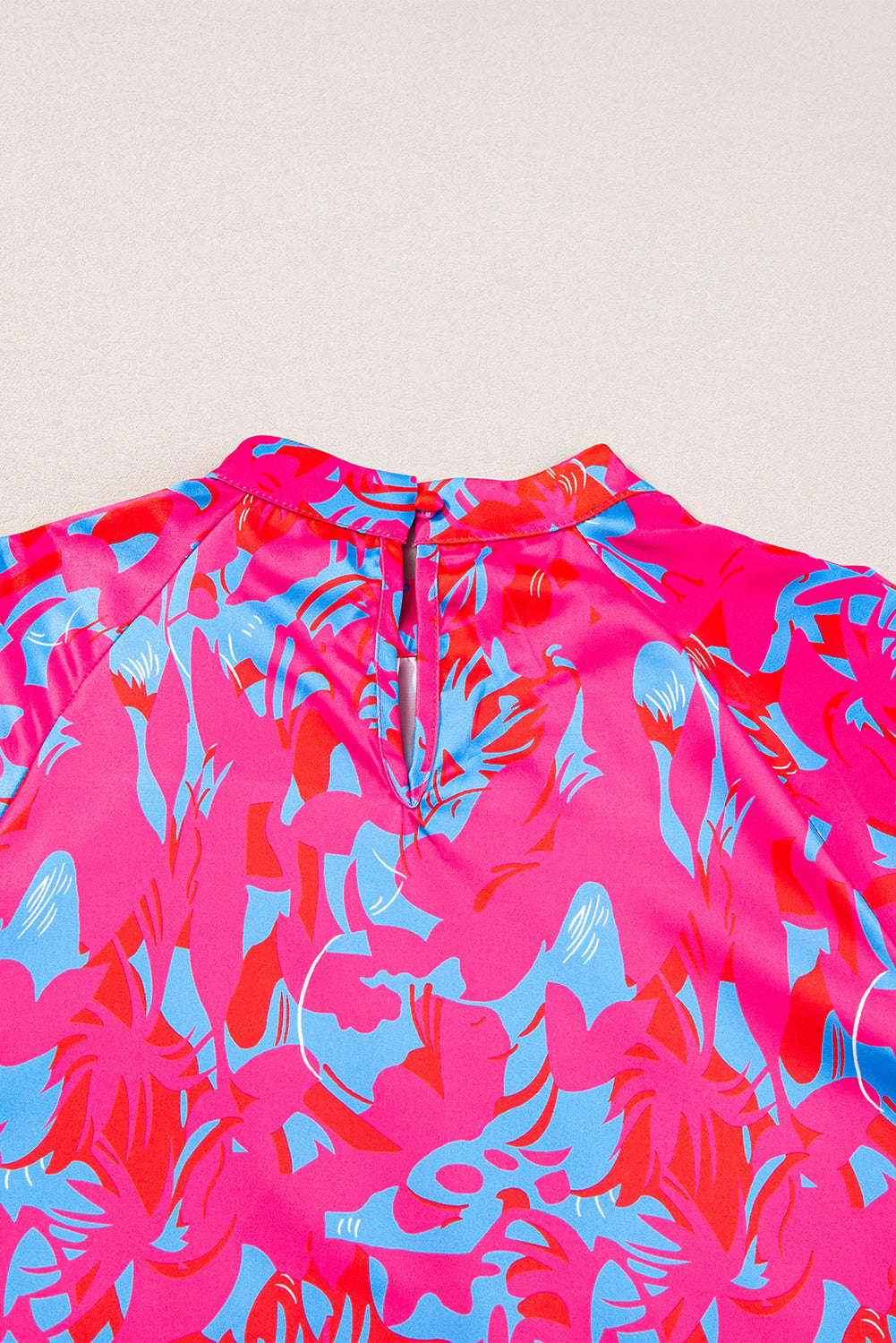 Purple printed bubble sleeve mock neck blouse by Dear-Lover with a stylish design, perfect for fashionable office or casual wear.
