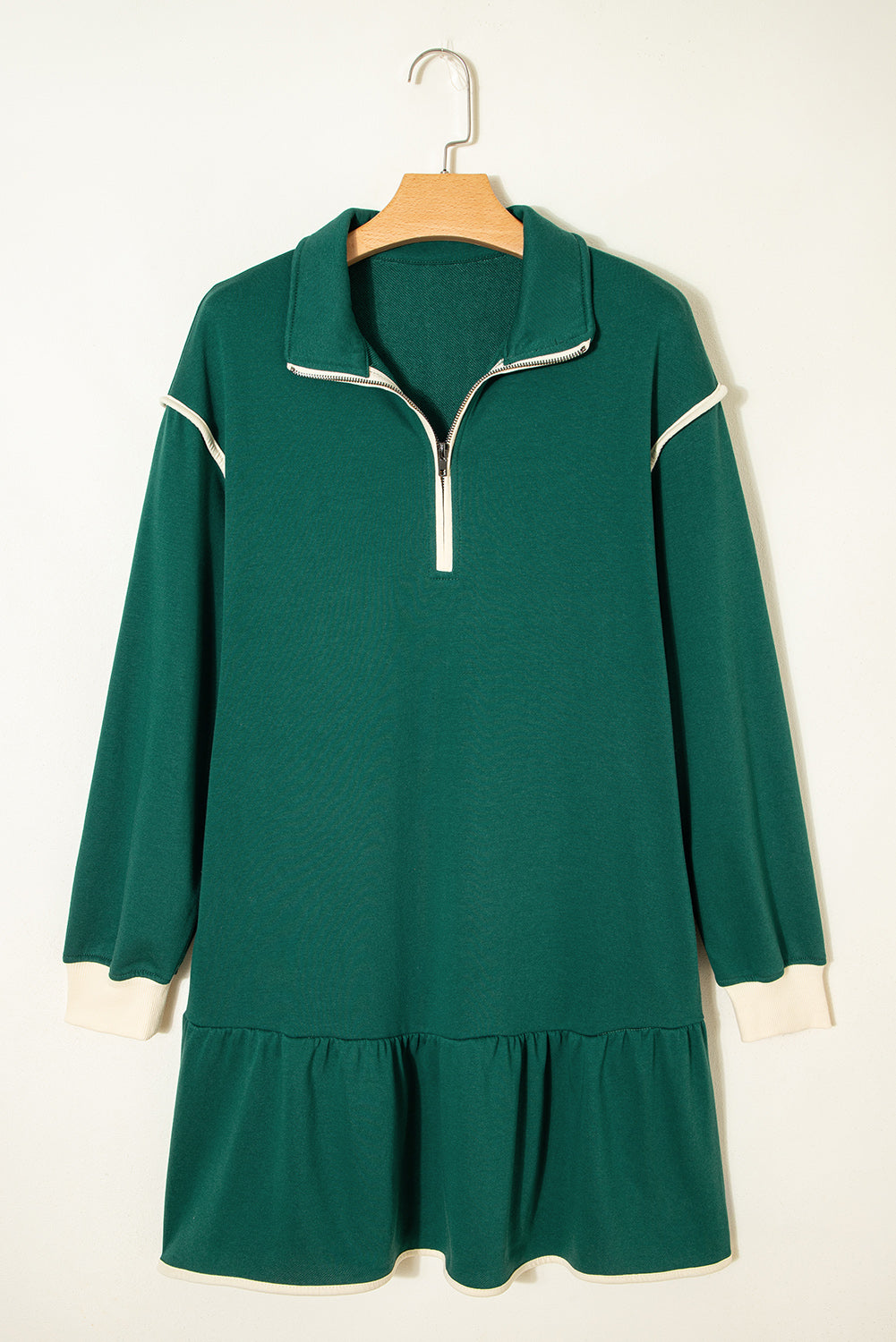 Evergreen Ruffle-Hem Mini Dress