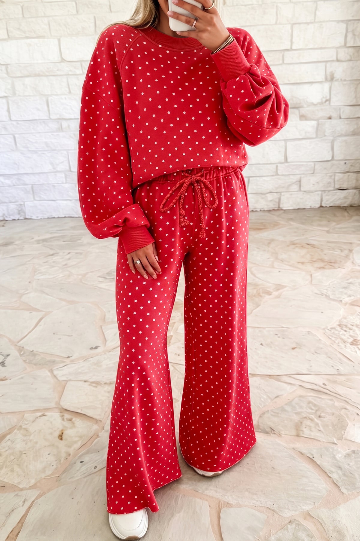 Polka Dot Wide-Leg Pant Set