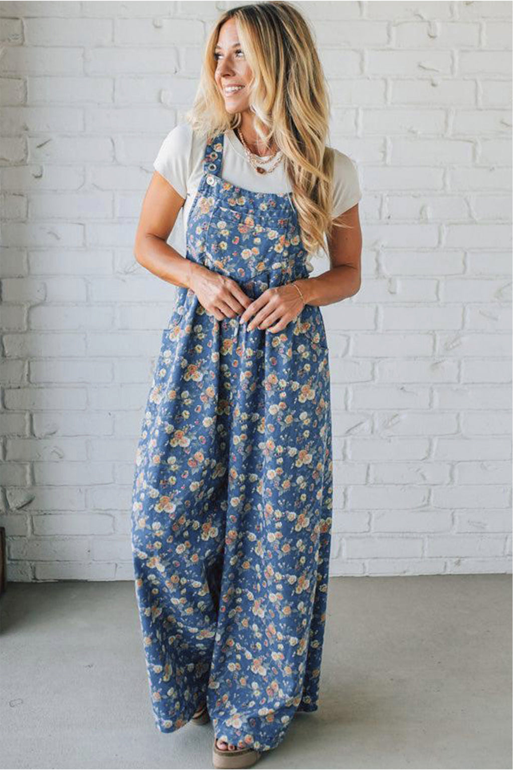 Vintage Rose Denim Overall Jumpsuit
