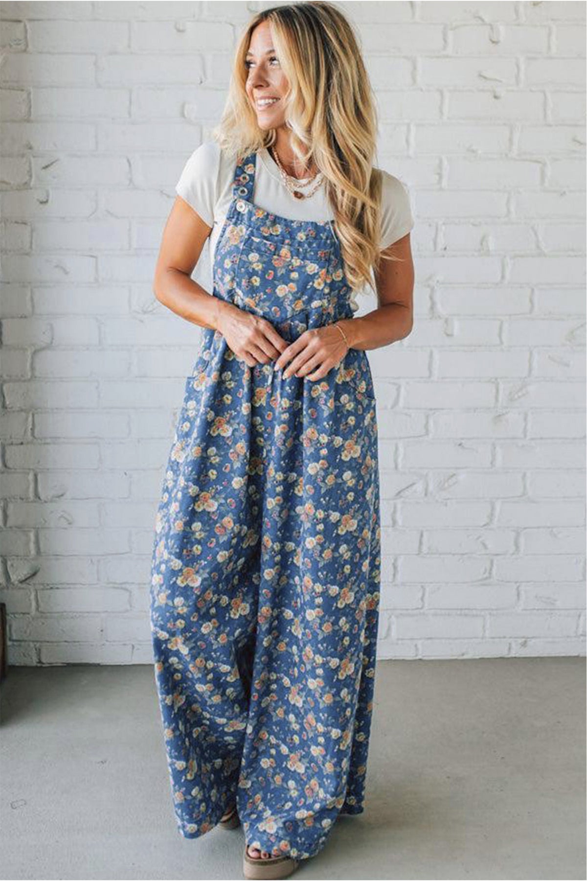 Vintage Rose Denim Overall Jumpsuit