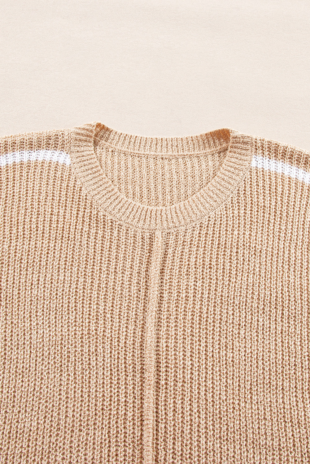 Light French Beige Contrast Stripe Sweater