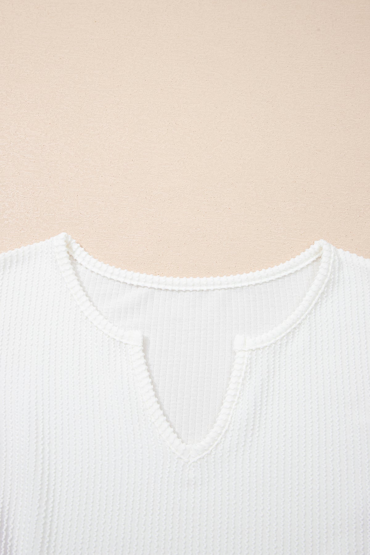 White Spiral Ribbed Raw Seam Color Block Patchwork Long Sleeve Top