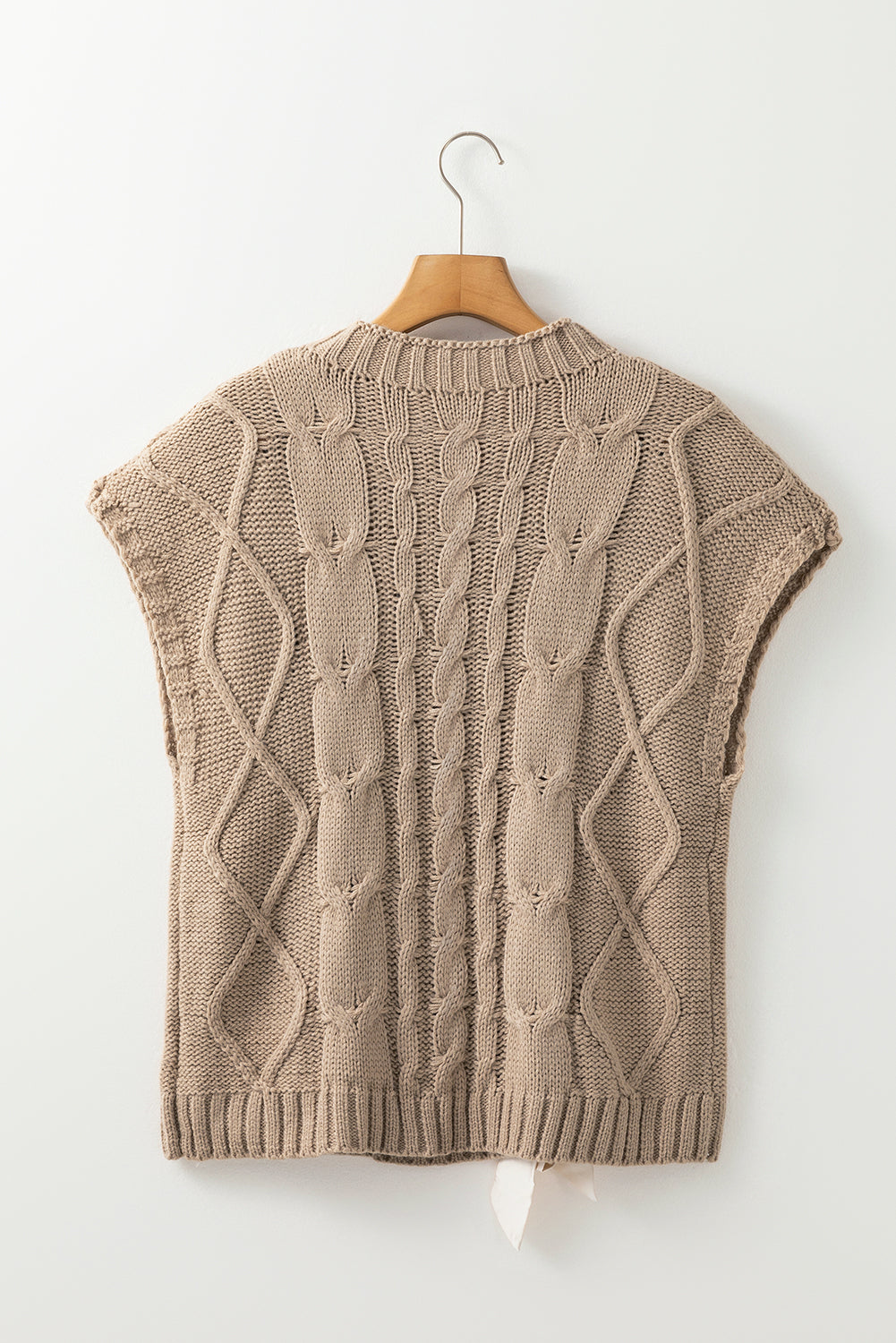 Simply Taupe Cable Knit Bow Sweater