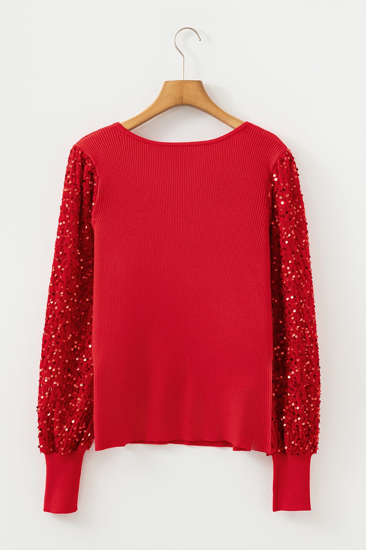 Red Sequin Sleeves Holiday Sweater