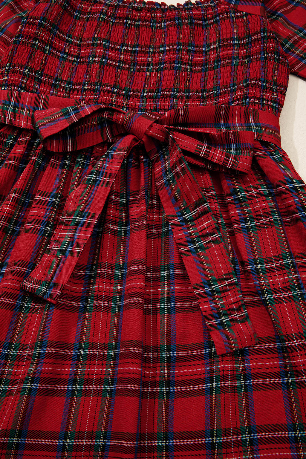 Plaid Puff Sleeve Midi Dress