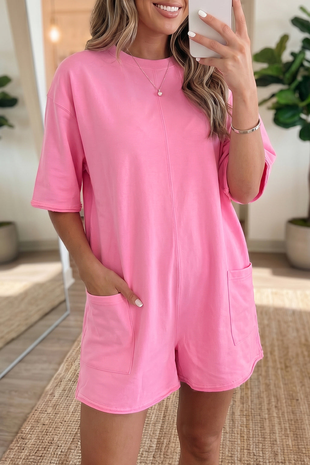 Raw Edge Pocket Romper
