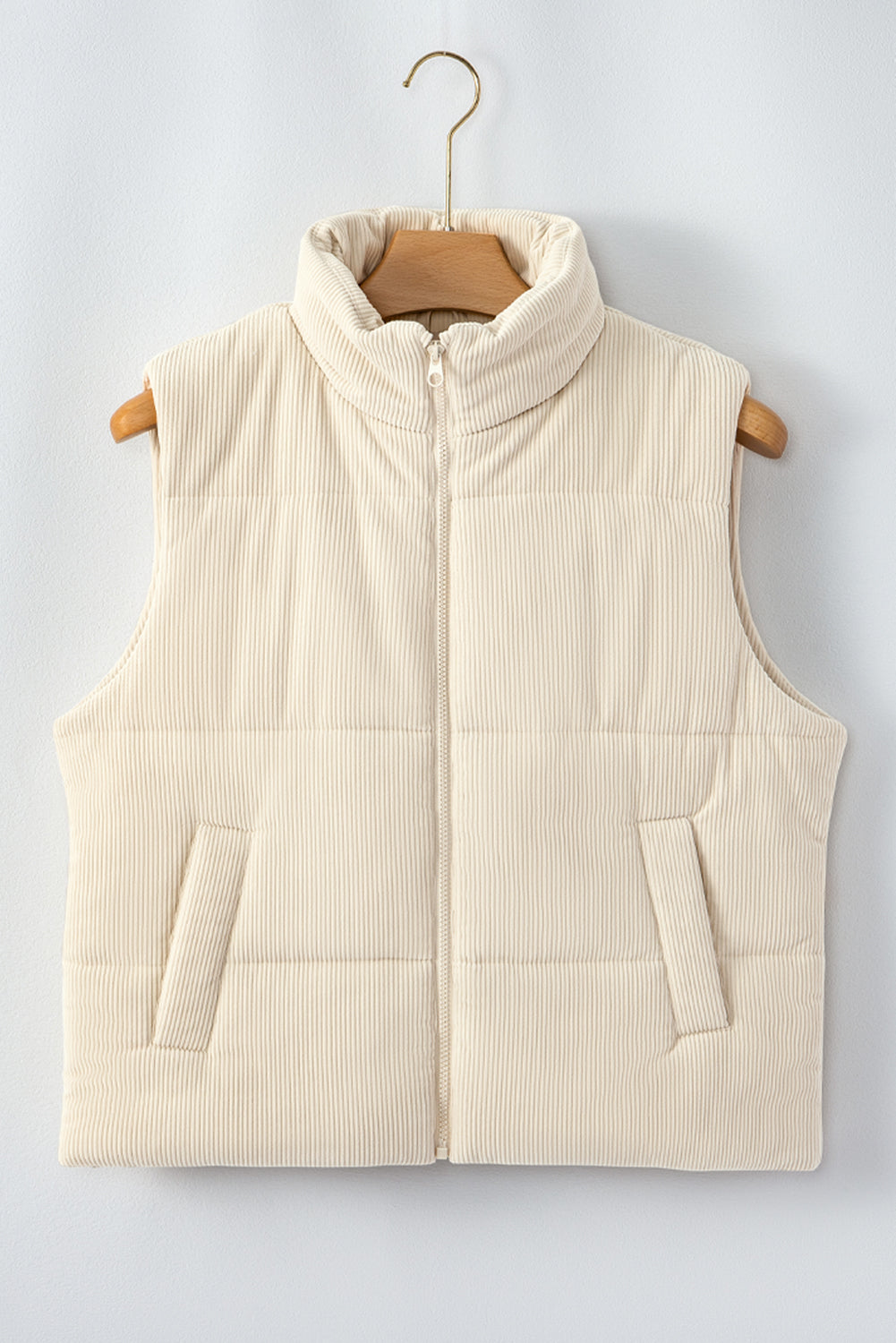 Corduroy Puffer Vest with Zipper