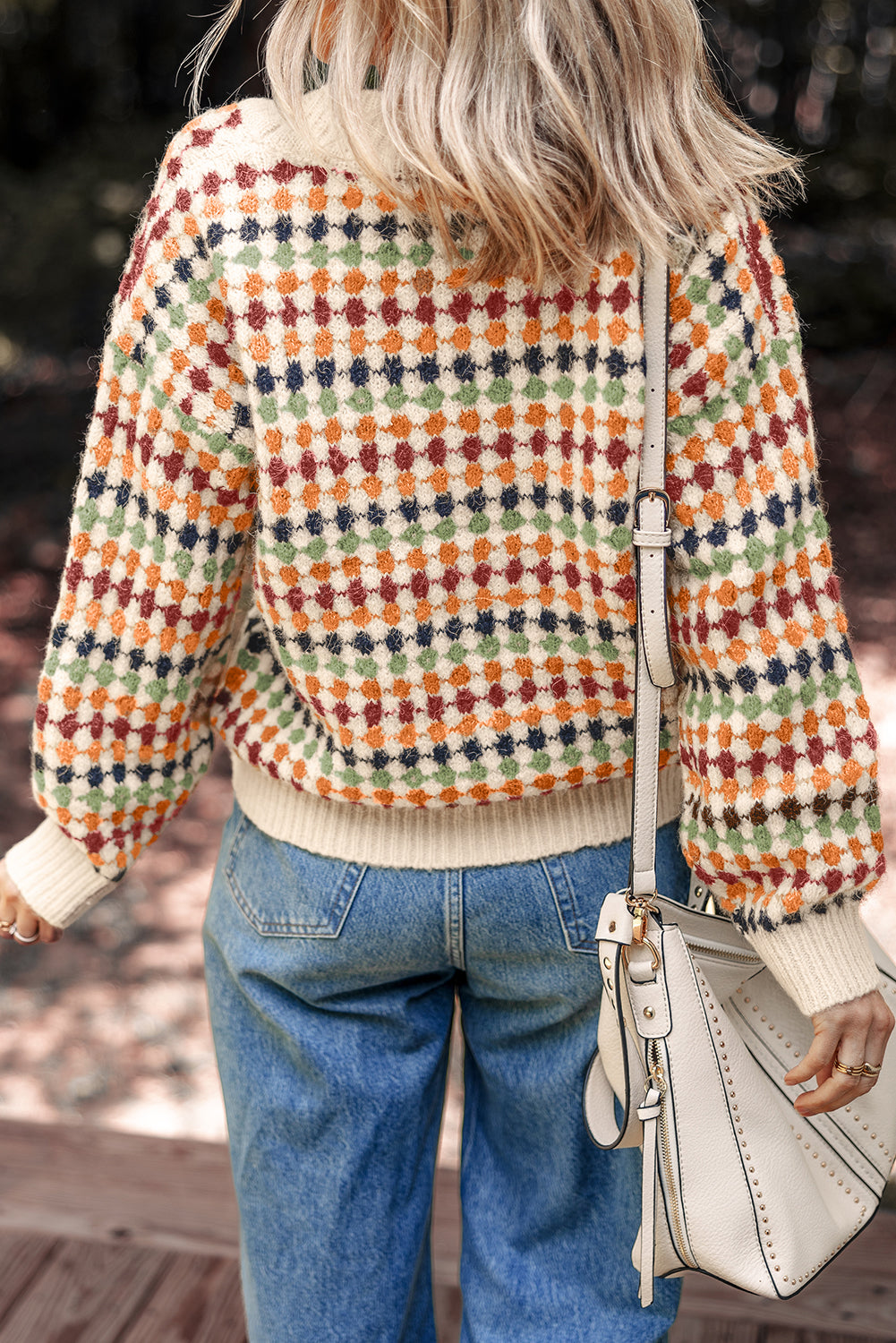 Dotty V-Neck Button Cardigan