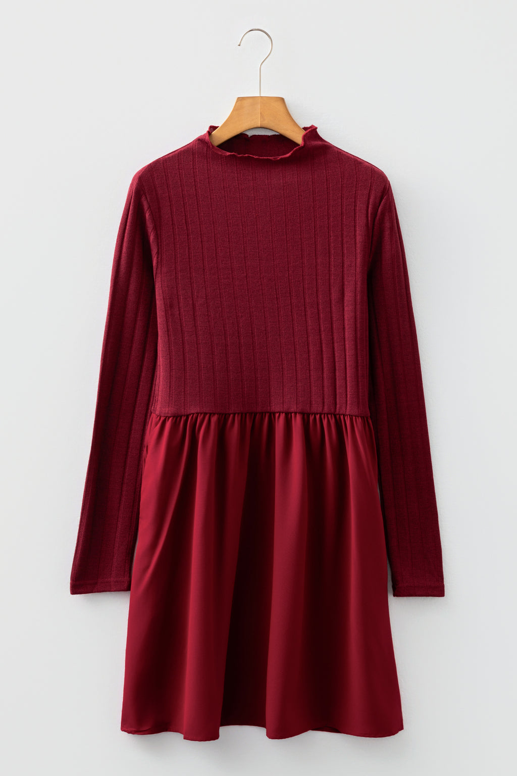 Frilled Neck Long Sleeve Mini Dress