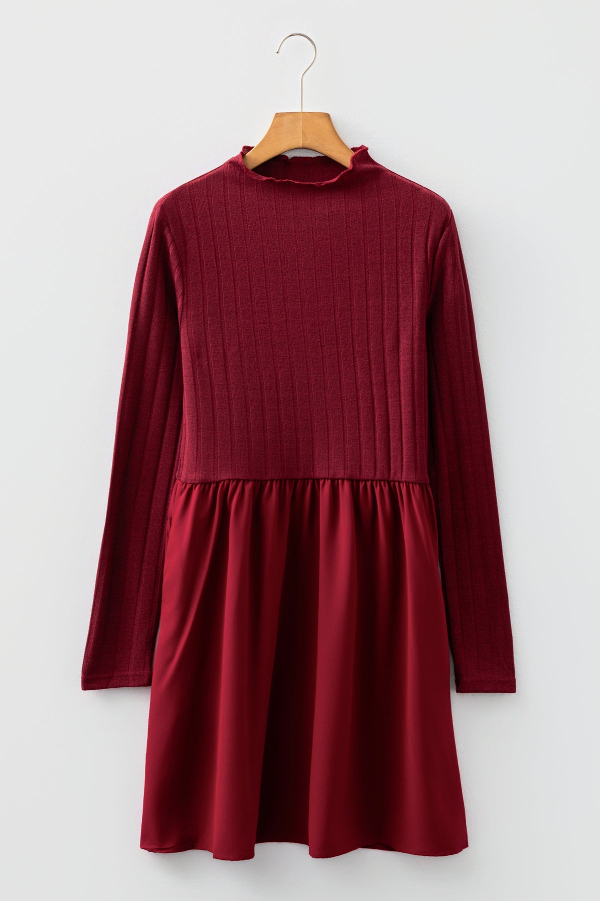 Frilled Neck Long Sleeve Mini Dress