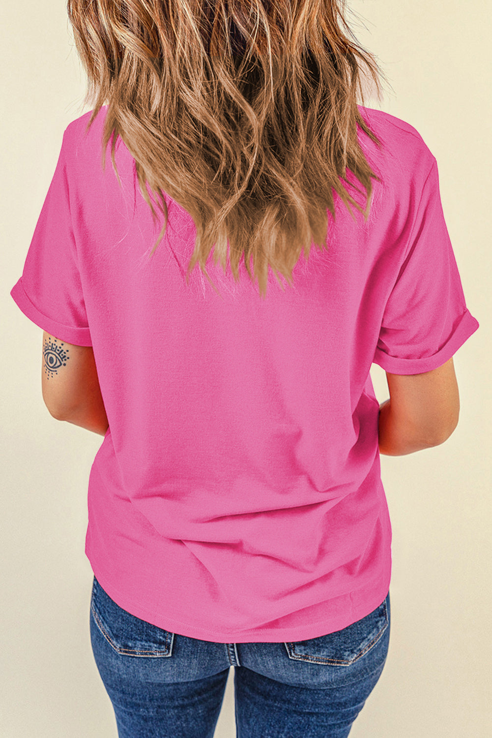 Orchid Petal Casual Plain Crew Neck Tee