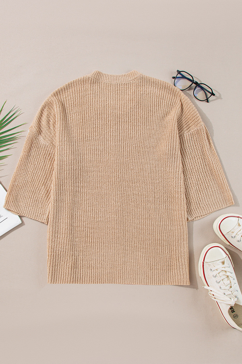 Light French Beige Contrast Stripe Sweater