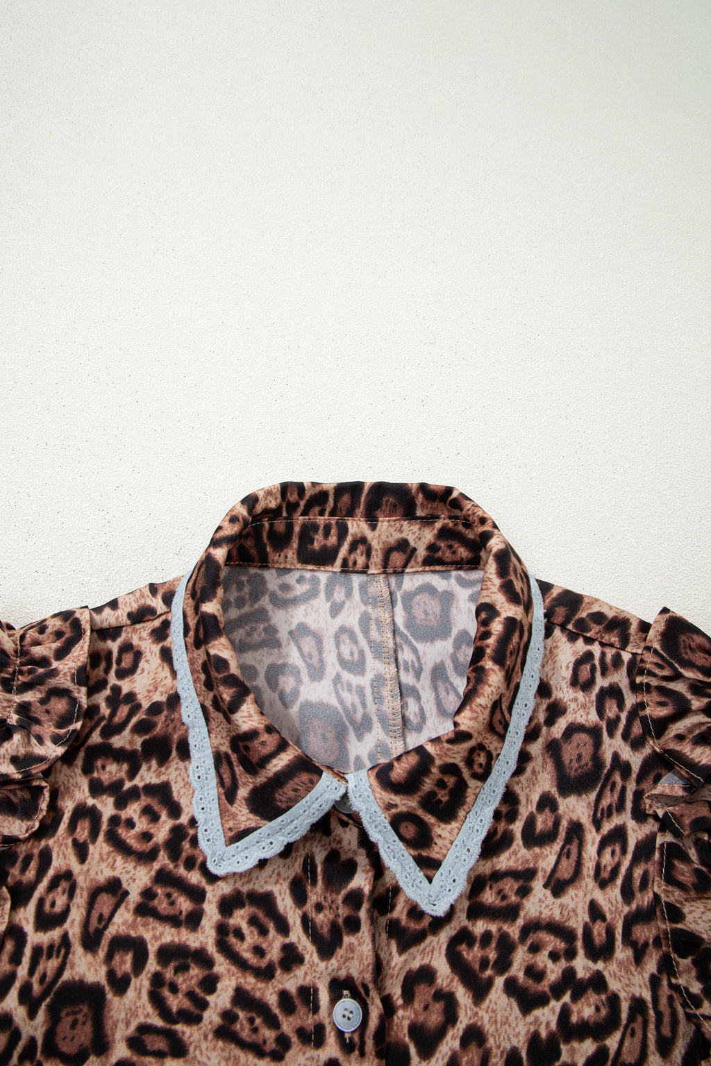 Khaki Leopard Lace-Trim Mini Dress
