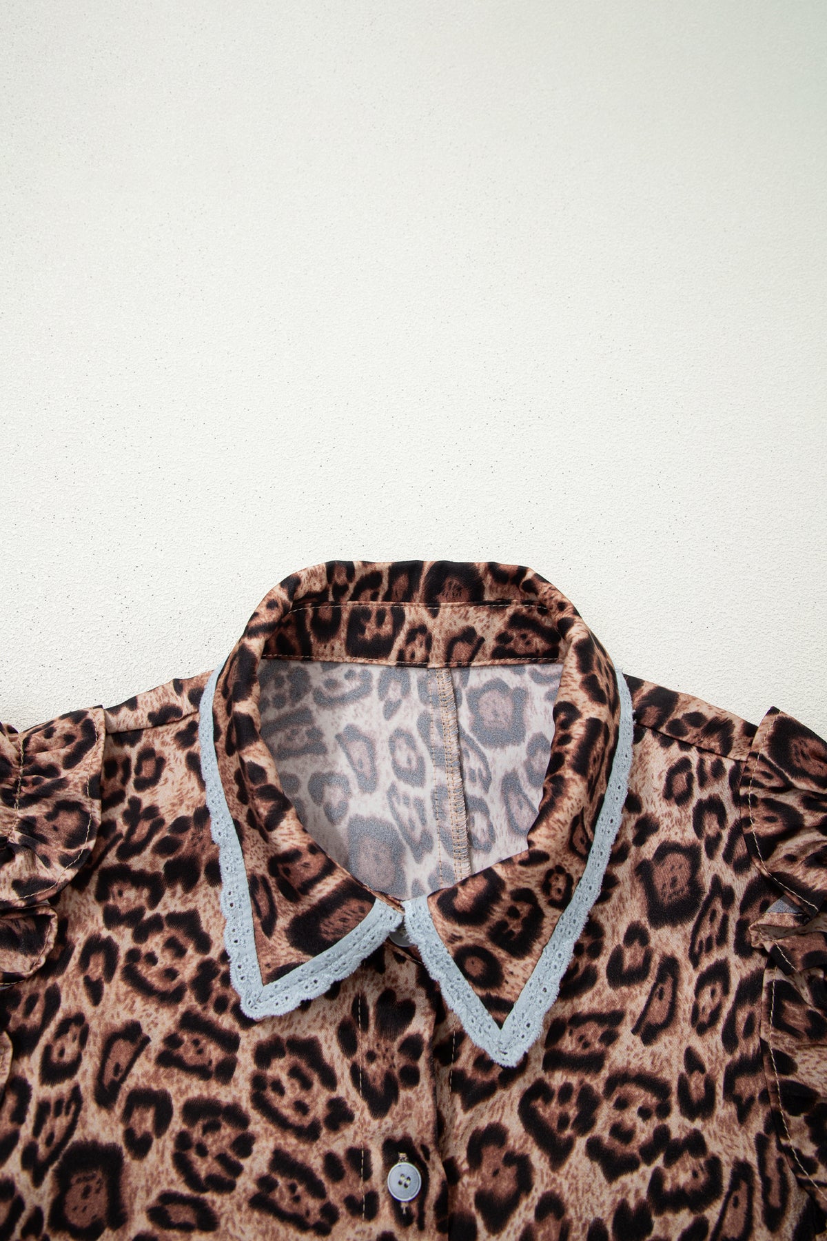 Khaki Leopard Lace-Trim Mini Dress