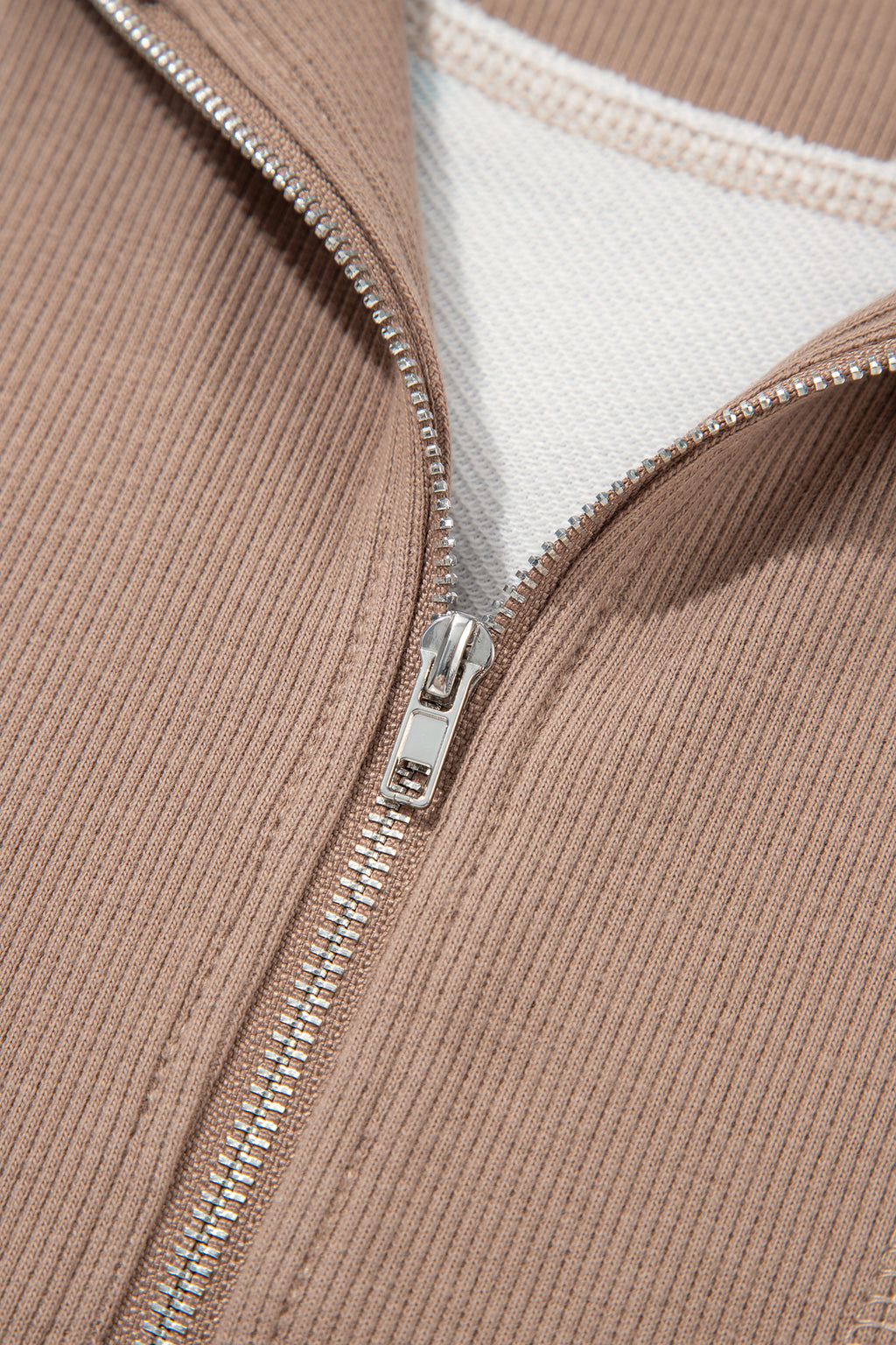 Beige Wild Mallard Colorblock Quarter-Zip Tunic Top