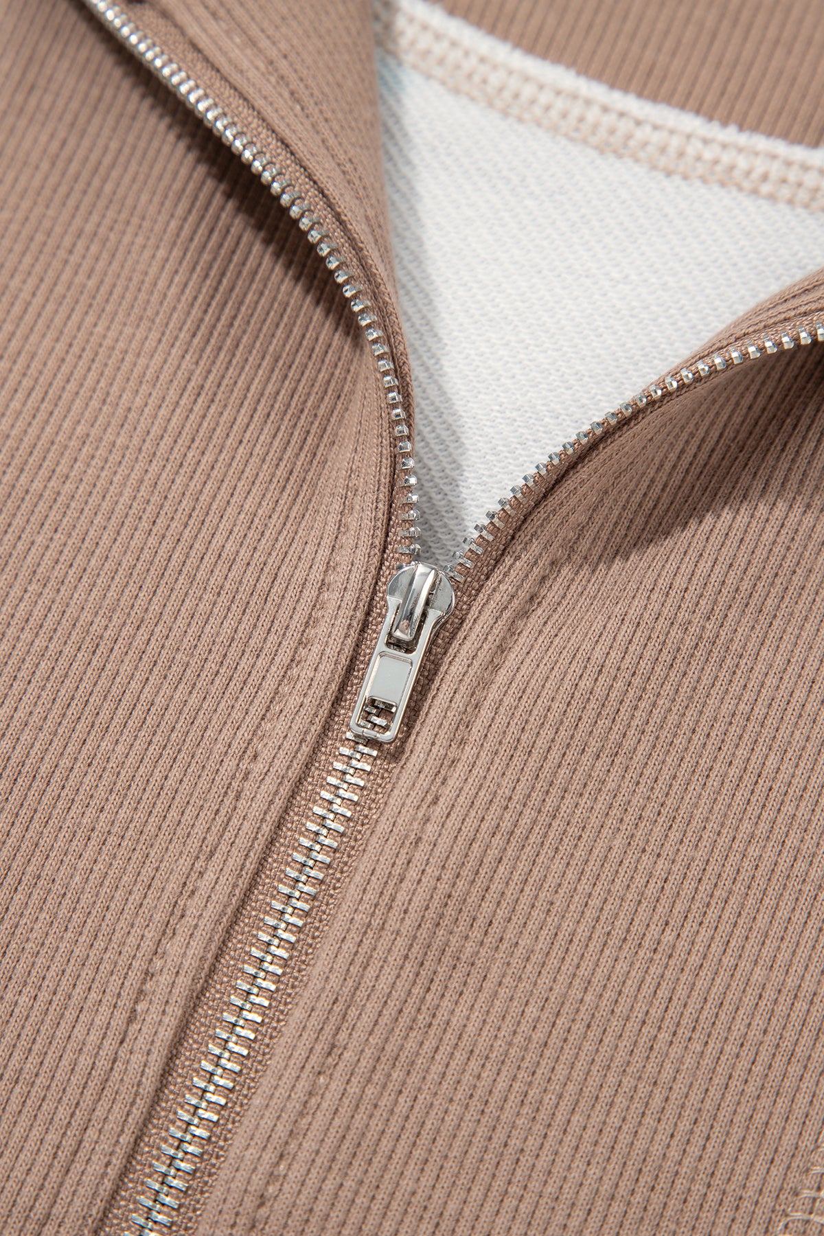 Beige Wild Mallard Colorblock Quarter-Zip Tunic Top