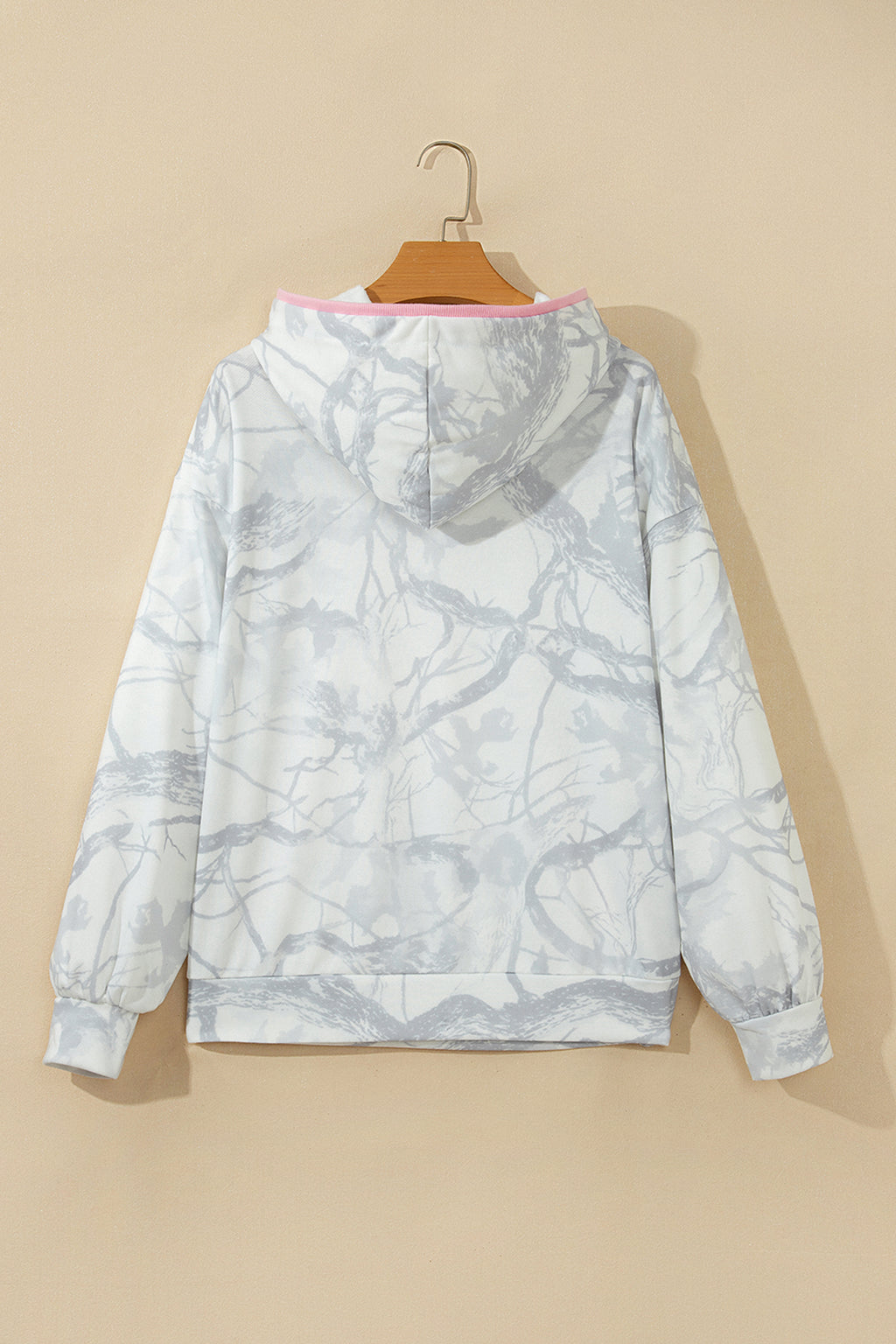 Gray Abstract Colorblock Long-Sleeve Hoodie