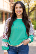 Aruba Blue Vintage Paisley Long Sleeve Top