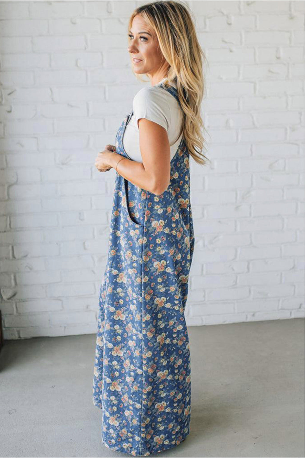Vintage Rose Denim Overall Jumpsuit