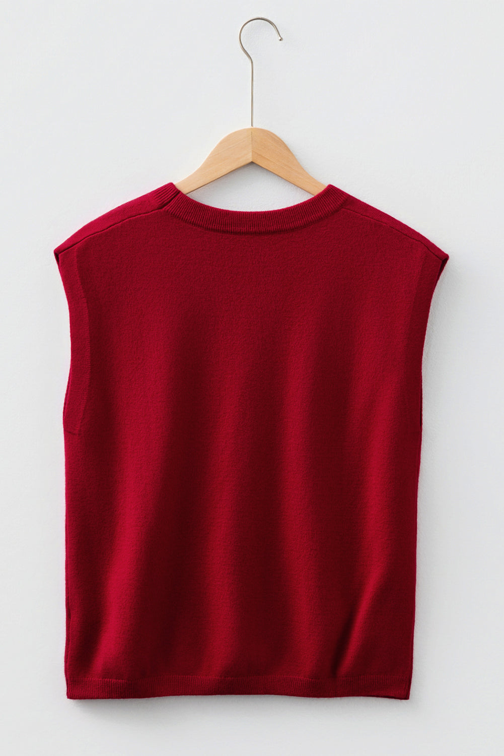 Racing Red Cap-Sleeve Knit Sweater
