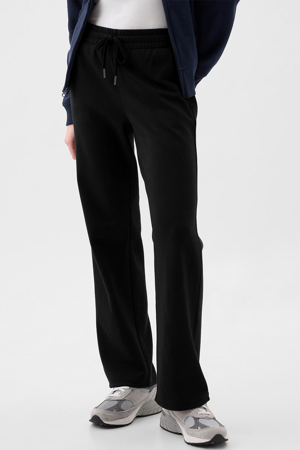 Black fleece-lined casual pants with drawstring waist from Dear-Lover, featuring a relaxed fit and solid color design.