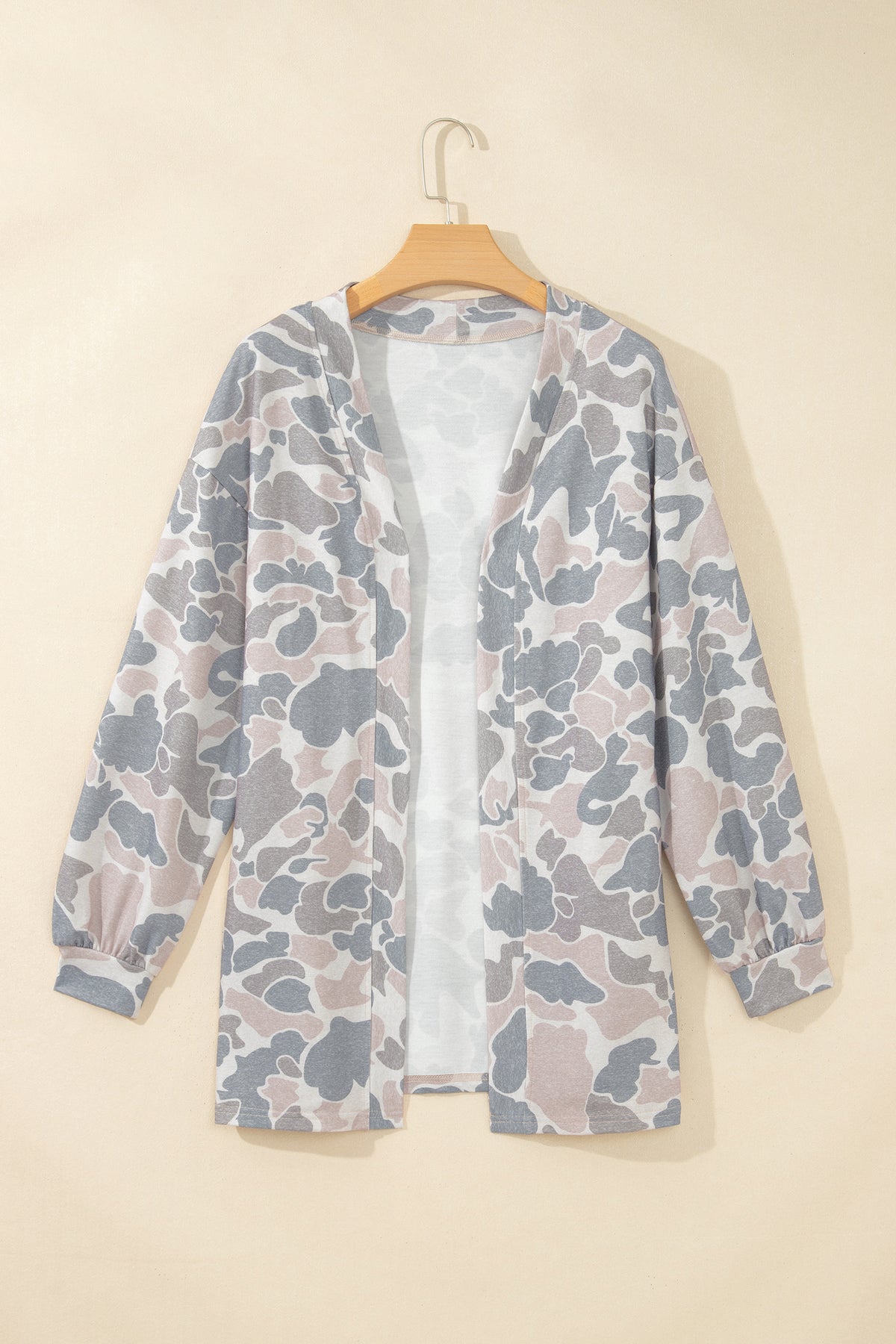 Multicolour Camouflage Open-Front Cardigan