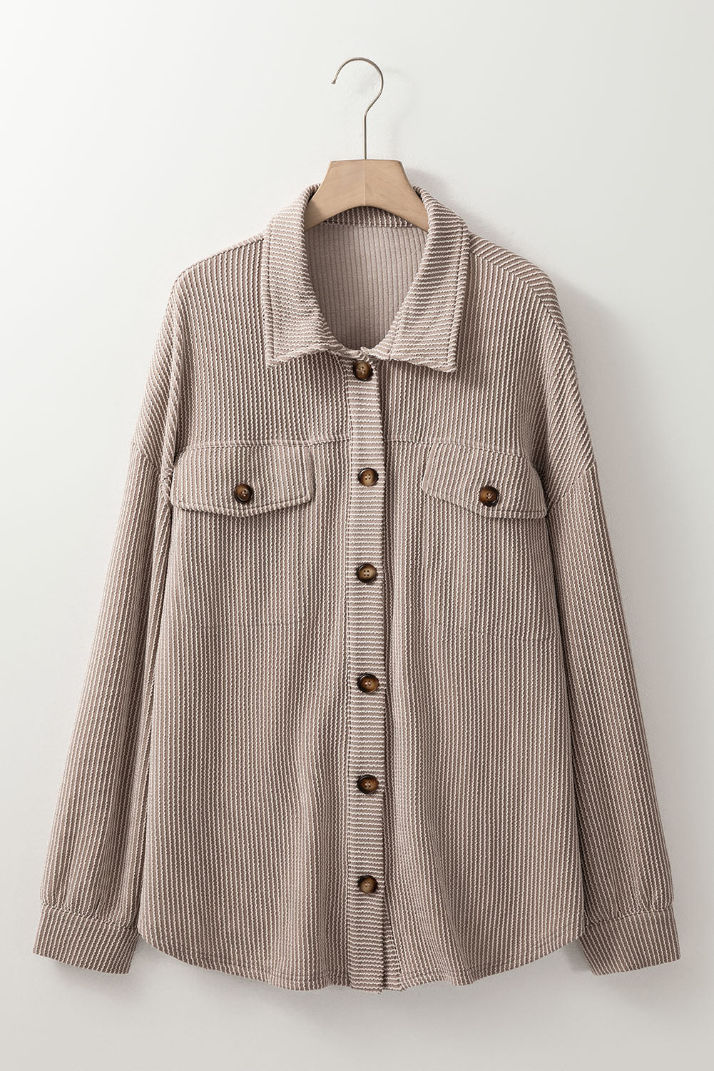 Plus Size Smoke Gray Corded Shacket
