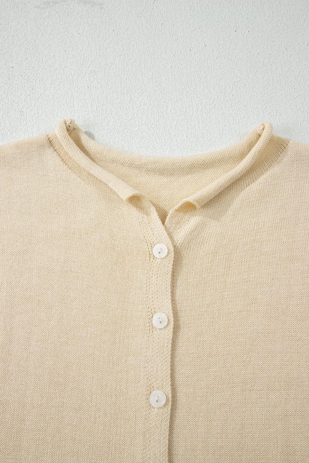 Apricot Sweater Top with Cap Sleeves & Buttons
