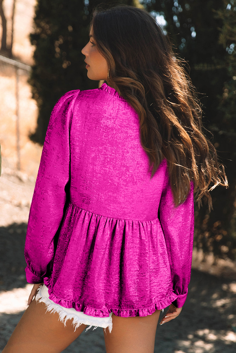 Rose Red Metallic Babydoll Blouse