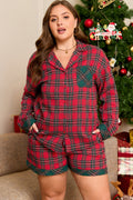 Plus Size Red Plaid Pajama Set