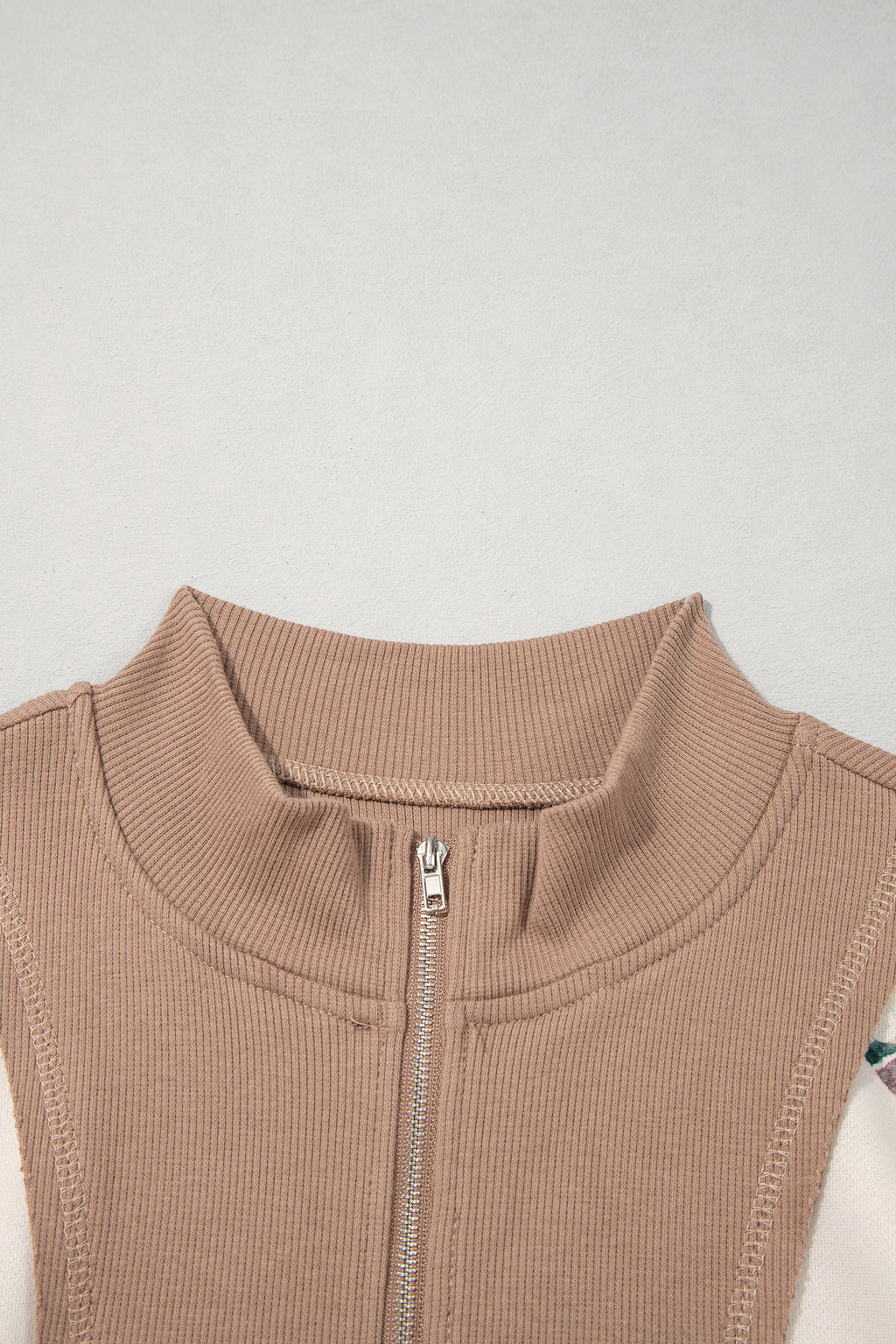 Beige Wild Mallard Colorblock Quarter-Zip Tunic Top