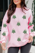 Pink Sequin Xmas Tree Sweatshirt