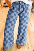 Dusk Check Wide-Leg Jeans