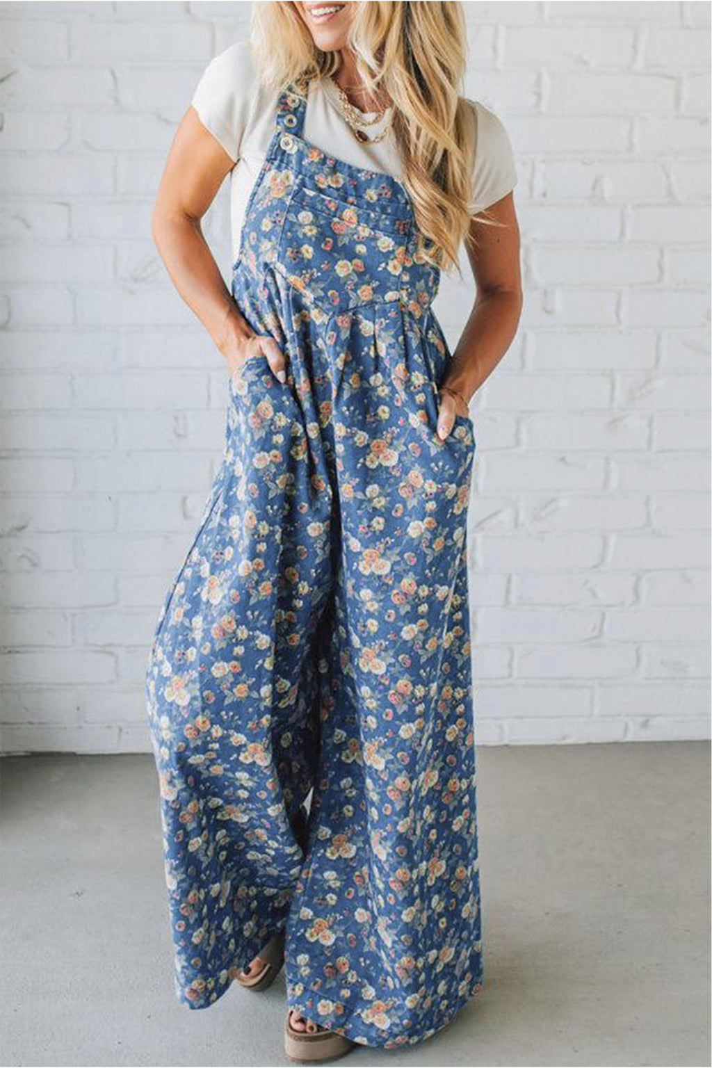 Vintage Rose Denim Overall Jumpsuit