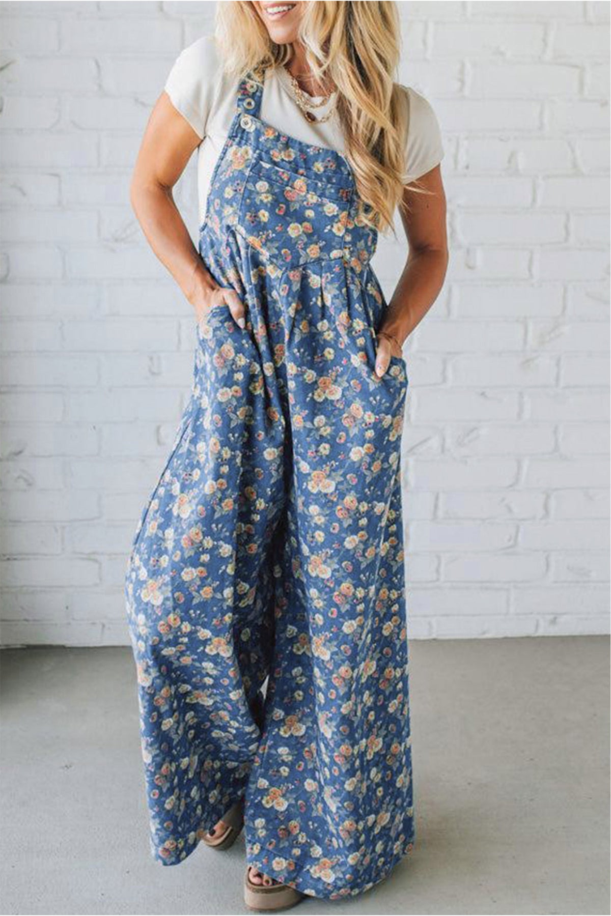 Vintage Rose Denim Overall Jumpsuit