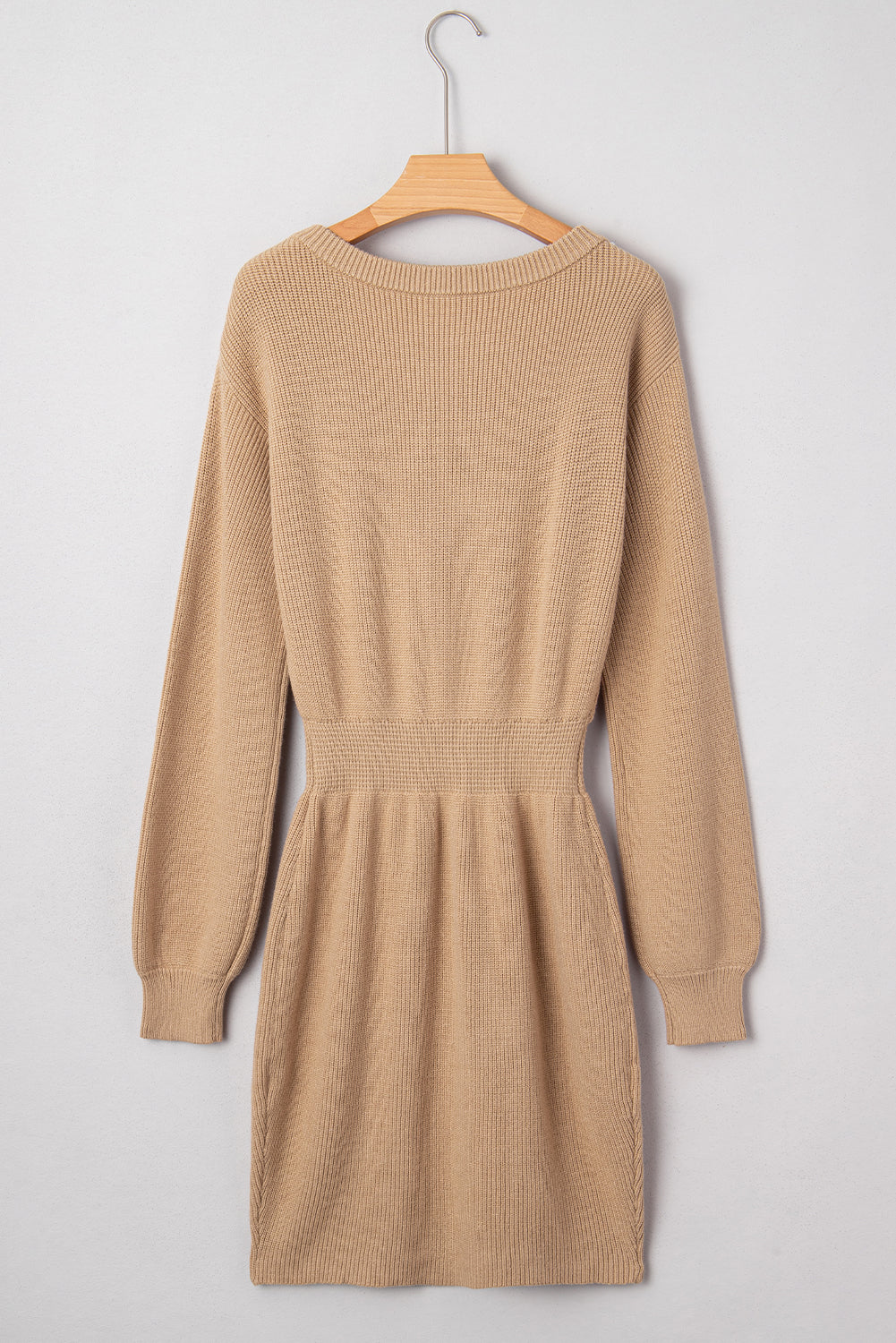Smoke Gray Pearl Embellished Sweater Dress