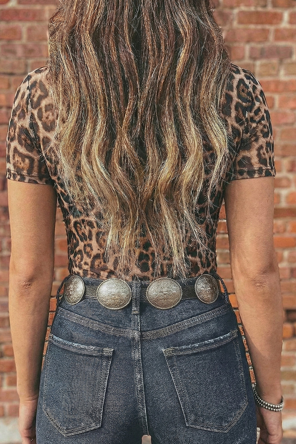 Printed Mesh Short Sleeve Top